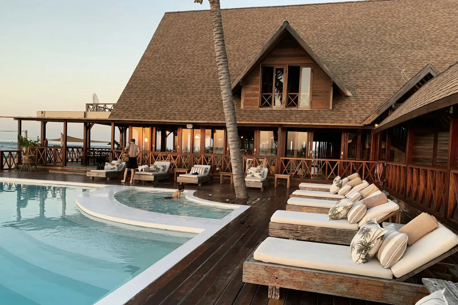 Resort pool with sun loungers